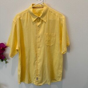 TOMMY BAHAMA men’s Linen Yellow short sleeved camp via Palermo Shirt Size M